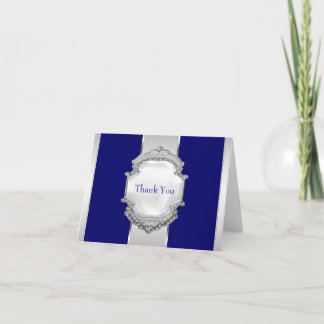 Cartes de remerciement bleu marine et argent