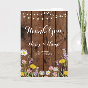 Cartes de remerciement Bois Mariage Fleurs sauvage