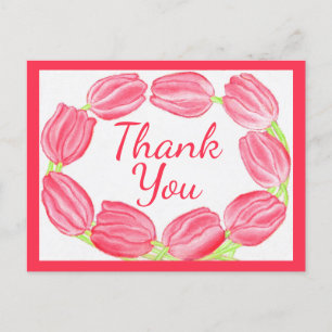 Cartes de remerciement ~ Bordure de Tulipes Rouges