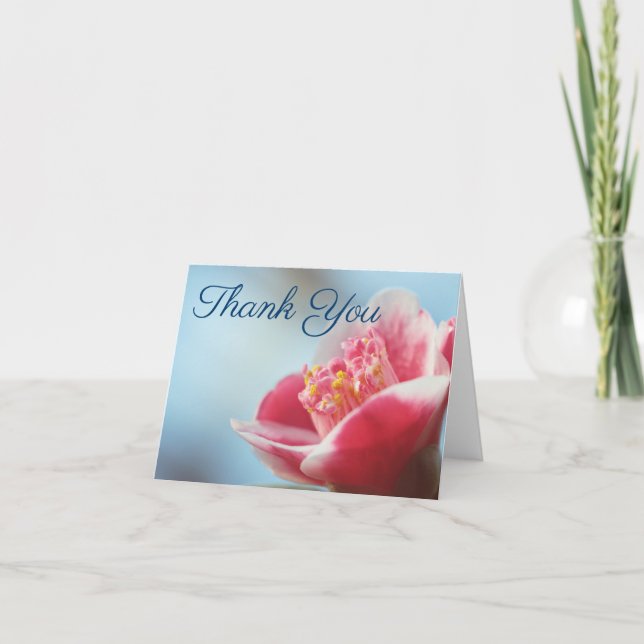 Cartes de remerciement Camélia Fleur Rose (Devant)