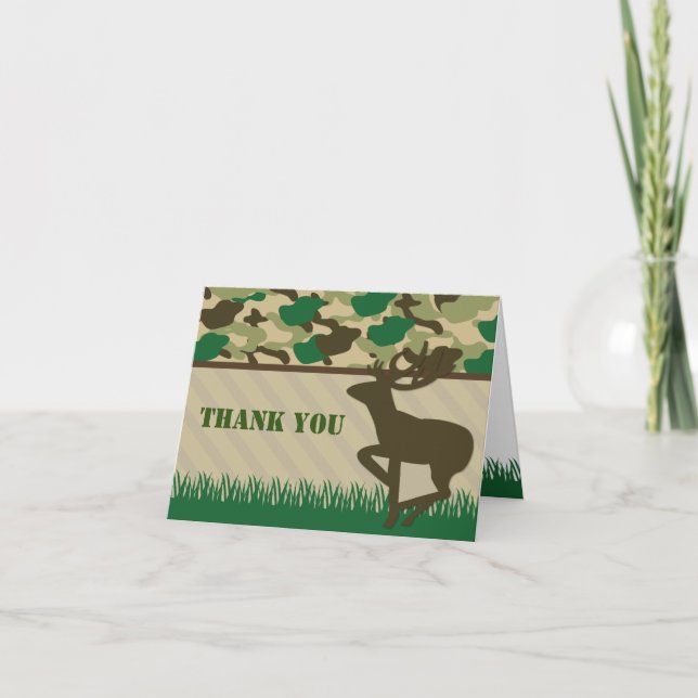 Cartes de remerciement chasse camouflage (Devant)