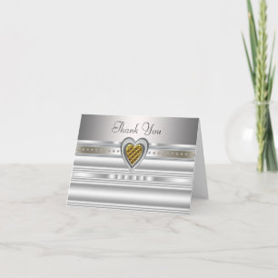 Cartes de remerciement Cœur Or Argent