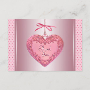 Cartes de remerciement Cœur Rose