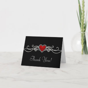 Cartes de remerciement Cœur Rouge Noir