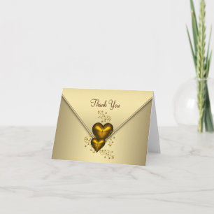Cartes de remerciement Cœurs d'or en or