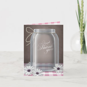 Cartes de remerciement Country Mason Jar Daisy Ros