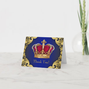 Cartes de remerciement Couronne de Prince Bleu Roy