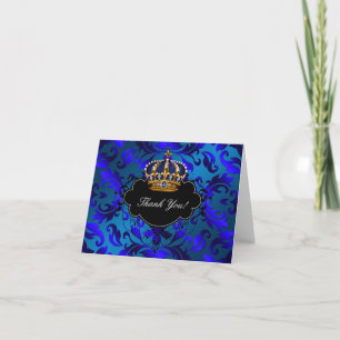 Cartes de remerciement Couronne Prince Or Bleu de