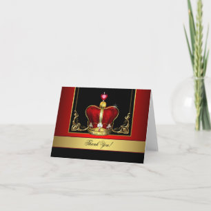 Cartes de remerciement Couronne Roi Prince Or Noir