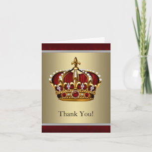 Cartes de remerciement Couronne Rouge et Or
