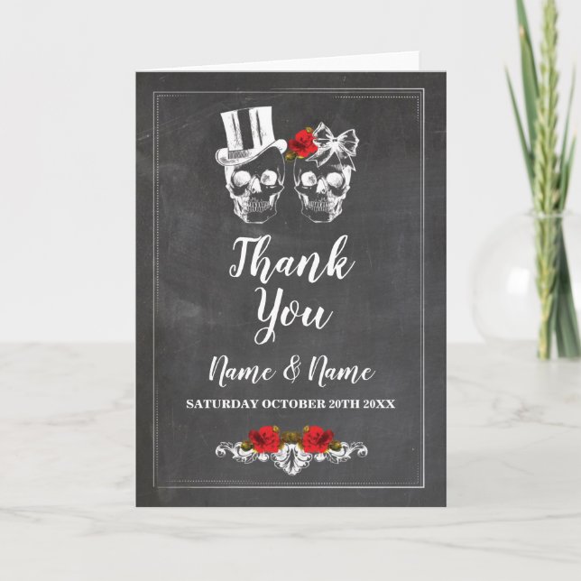Cartes de remerciement crânes mariage Halloween ru (Devant)