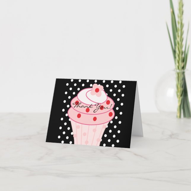 Cartes de remerciement Cupcake rose (Devant)