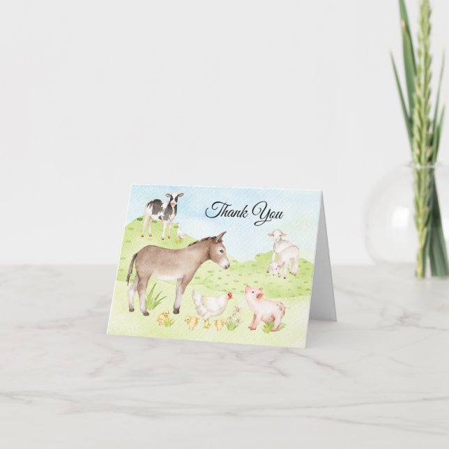 Cartes de remerciement d'animaux de ferme (Devant)