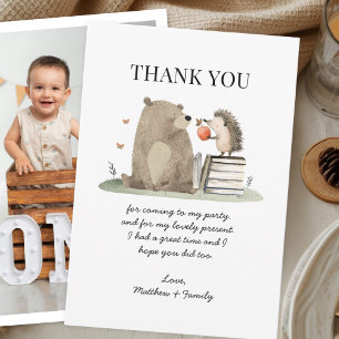 Cartes de remerciement d'anniversaire avec des ani