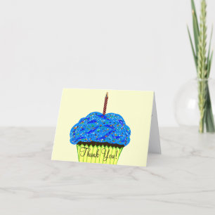 Cartes de remerciement d'anniversaire Cupcake Bleu