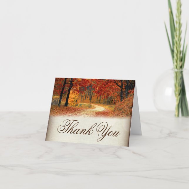 Cartes de remerciement d'automne aux feuilles rust (Devant)
