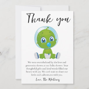 Cartes de remerciement de baby shower avec des mes