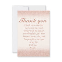 Cartes de remerciement de Baby Shower Mariée en Or