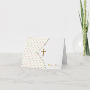 Cartes de remerciement de baptême fille croix blan