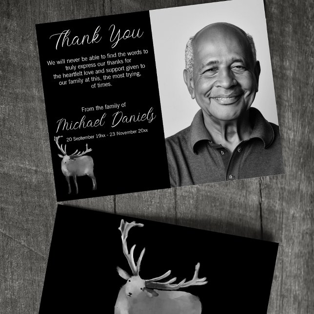 Cartes de remerciement de funérailles de buck avec (Créateur téléchargé)