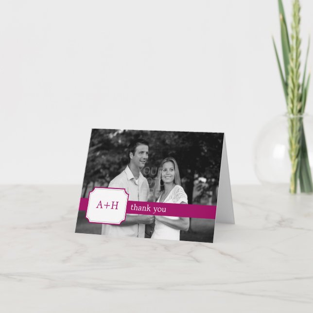 Cartes de remerciement de groupe moderne (Fuchsia) (Devant)