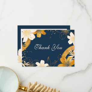 Cartes de remerciement de mariage à fleurs bleues