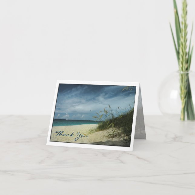 Cartes de remerciement de mariage à la plage (Devant)