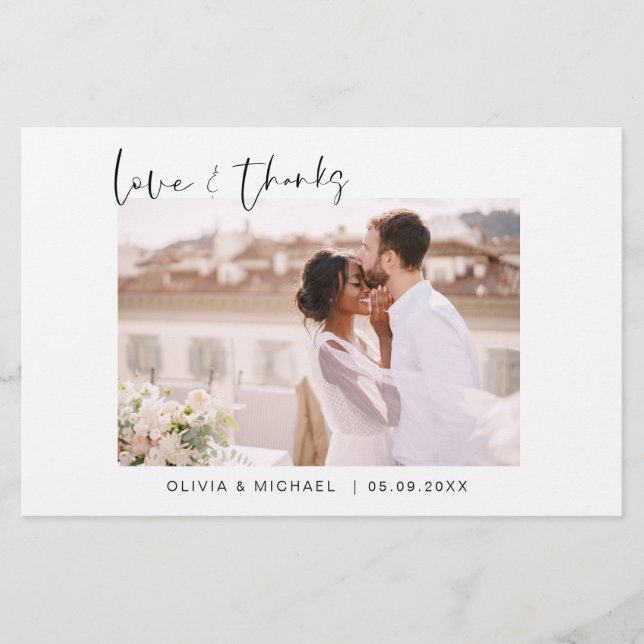 Cartes de remerciement de mariage à petit budget (Devant)