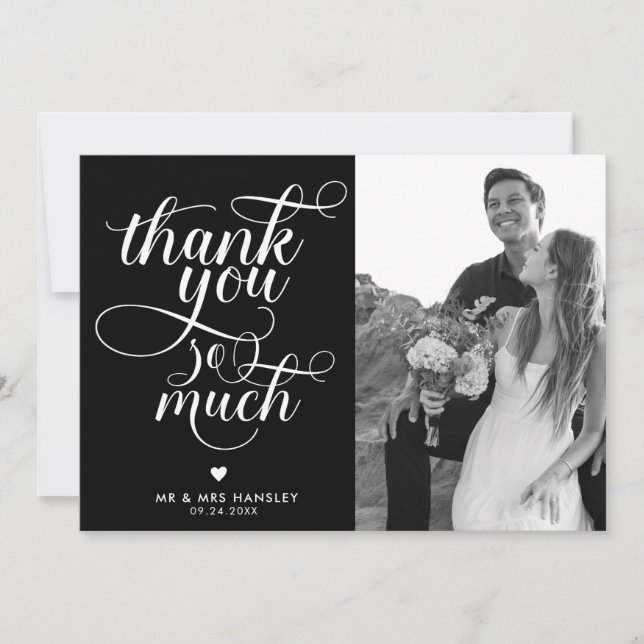 Cartes de remerciement de mariage à typographie mo (Devant)