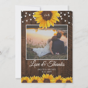 Cartes de remerciement de mariage aux tournesols r