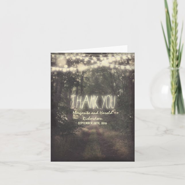 cartes de remerciement de mariage avec des lumière (Devant)