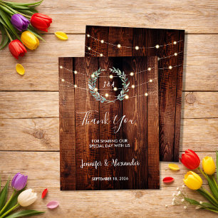 Cartes de remerciement de mariage avec guirlande l
