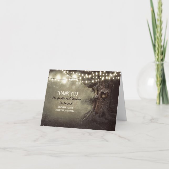 cartes de remerciement de mariage avec guirlandes  (Devant)