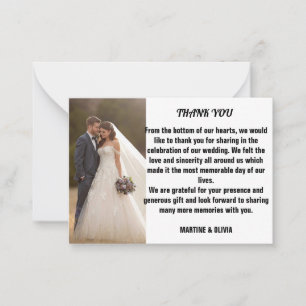 Cartes de remerciement de mariage avec message