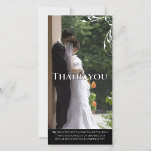 Cartes de remerciement de mariage avec photo et to