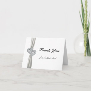 Cartes de remerciement de mariage blanc Hearts