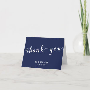 Cartes de remerciement de mariage bleu marine mode
