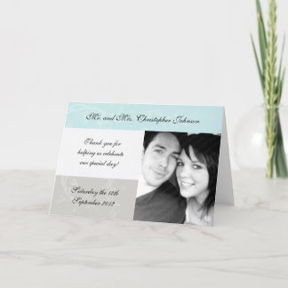 Cartes de remerciement de mariage bleu pâle et gri