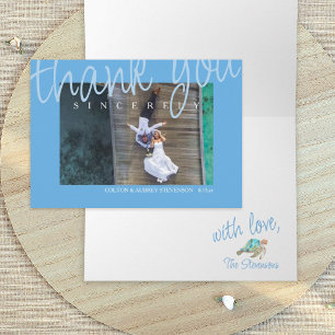 Cartes de remerciement de mariage bleu tropical