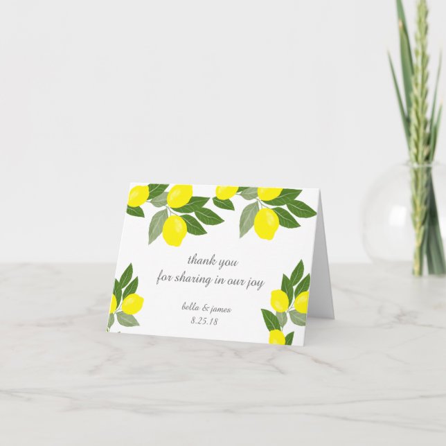 Cartes de remerciement de mariage Boho Lemon (Devant)