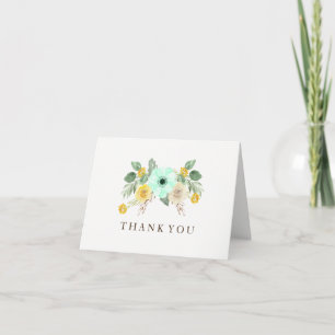 Cartes de remerciement de mariage charmantes vert 