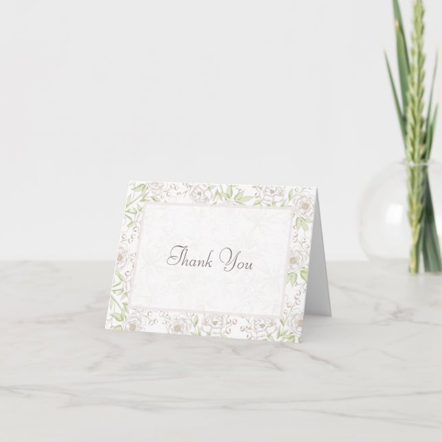 Cartes de remerciement de mariage classique Rose B (Devant)
