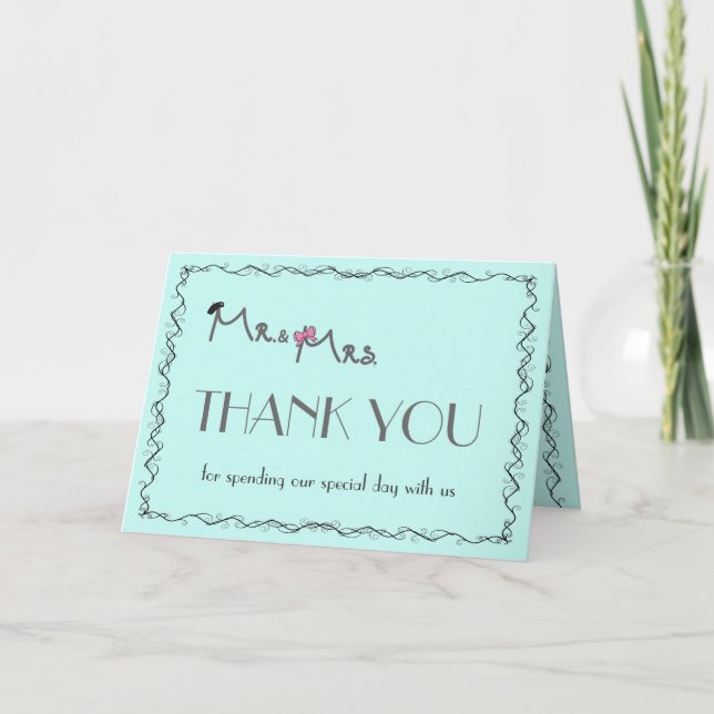Cartes de remerciement de mariage couleur mint "M. (Devant)