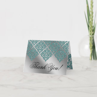 Cartes de remerciement de mariage Damassé Étincell