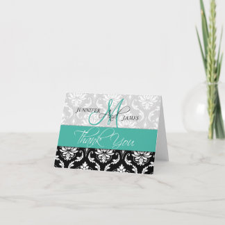 Cartes de remerciement de mariage Damassé Monogram