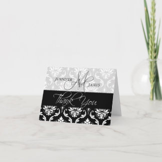 Cartes de remerciement de mariage Damassé Monogram