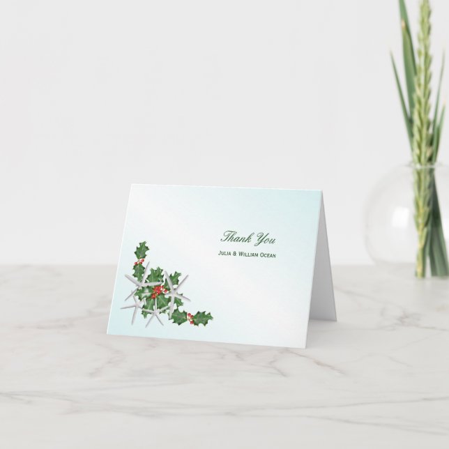 Cartes de remerciement de mariage de Noël tropical (Devant)
