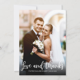 Cartes de remerciement de mariage élégantes Love A
