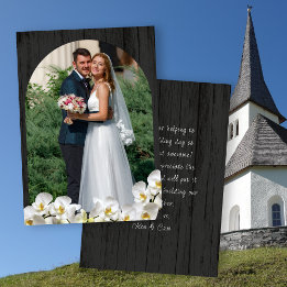 Cartes de remerciement de mariage en bois noir ave