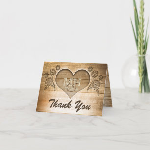 cartes de remerciement de mariage en bois rustique